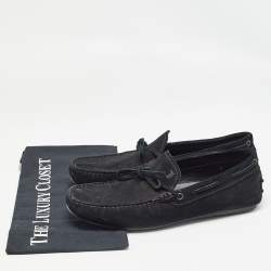 Pre Owned Tod's Black Suede Slip On Loafers Size 39.5