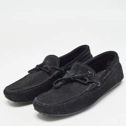 Pre Owned Tod's Black Suede Slip On Loafers Size 39.5