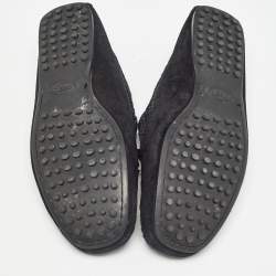 Pre Owned Tod's Black Suede Slip On Loafers Size 39.5