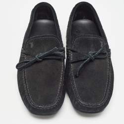 Pre Owned Tod's Black Suede Slip On Loafers Size 39.5