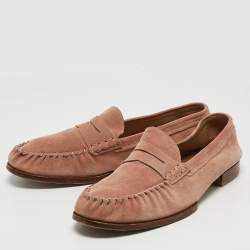 Pre Owned Tod's Pink Suede Penny Loafers Size 44.5