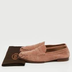Pre Owned Tod's Pink Suede Penny Loafers Size 44.5