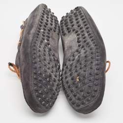 Pre Owned Tod's Dark Grey Nubuck Leather Gommino Loafers  Size 42.5