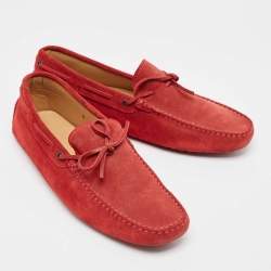 Tod's Red Suede Gommino Driving Loafers Size 42