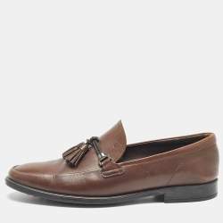 Tod's Brown Leather Fringe Tassel Loafers Size 42.5