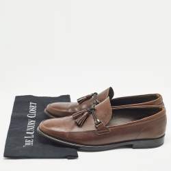 Tod's Brown Leather Fringe Tassel Loafers Size 42.5