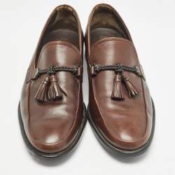 Tod's Brown Leather Fringe Tassel Loafers Size 42.5