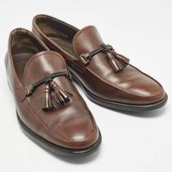 Tod's Brown Leather Fringe Tassel Loafers Size 42.5