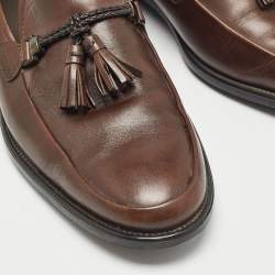 Tod's Brown Leather Fringe Tassel Loafers Size 42.5