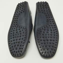  Tod's Blue Leather Gommino Bow Slip On Loafers Size 47