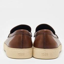 Tod's Brown Leather Slip On Loafers Size 41.5