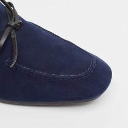 Tod's Navy Blue Suede Bow Loafers Size 39.5