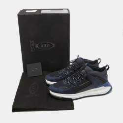 Tod's No Code Blue Leather and Mesh Low Top Sneakers 42