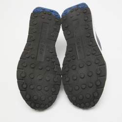 Tod's No Code Blue Leather and Mesh Low Top Sneakers 42