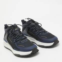 Tod's No Code Blue Leather and Mesh Low Top Sneakers 42