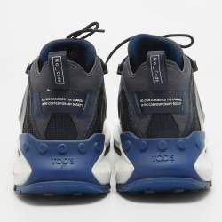Tod's No Code Blue Leather and Mesh Low Top Sneakers 42