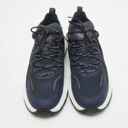 Tod's No Code Blue Leather and Mesh Low Top Sneakers 42