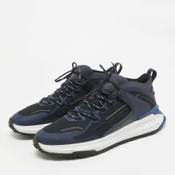 Tod's No Code Blue Leather and Mesh Low Top Sneakers 42