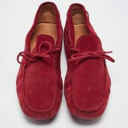 Tod's Dark Red Suede Bow Loafers Size 42