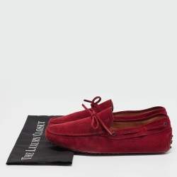 Tod's Dark Red Suede Bow Loafers Size 42