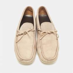 Tod's Beige Suede Bow Loafers Size 42