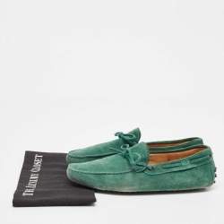 Tod's Green Suede Bow Loafers Size 42