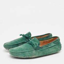 Tod's Green Suede Bow Loafers Size 42