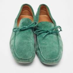 Tod's Green Suede Bow Loafers Size 42