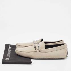 Tod's Grey Nubuck Leather Slip On Loafers Size 42
