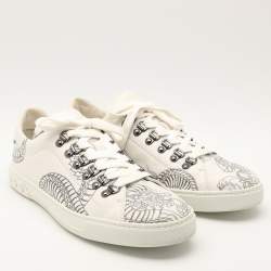 Tod's White/Black Printed Leather Low Top Sneakers Size 42
