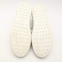 Tod's White/Black Printed Leather Low Top Sneakers Size 42