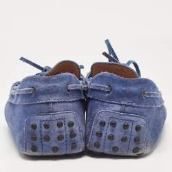 Tod's Blue Suede Bow Loafers Size 43