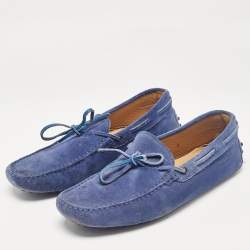 Tod's Blue Suede Bow Loafers Size 43