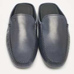 Pre Owned Tod's Navy Blue Leather Gommini Mules Size 40
