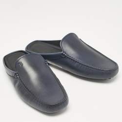Pre Owned Tod's Navy Blue Leather Gommini Mules Size 40