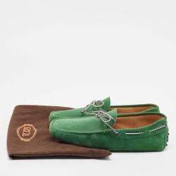 Tod's Green Suede Gommini Bow Loafers Size 41