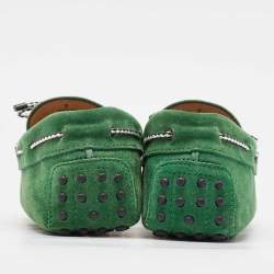 Tod's Green Suede Gommini Bow Loafers Size 41