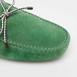 Tod's Green Suede Gommini Bow Loafers Size 41