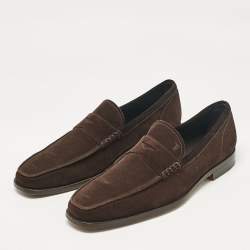 Pre Owned Tod's Brown Suede Penny Loafers Size 43