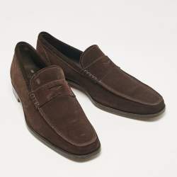 Pre Owned Tod's Brown Suede Penny Loafers Size 43