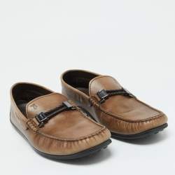 Tod's Brown Leather Buckle Detail Loafers Size 41.5