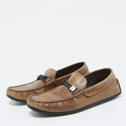 Tod's Brown Leather Buckle Detail Loafers Size 41.5