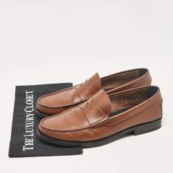 Pre Owned Tod's Brown Leather Gommino Loafers Size 42