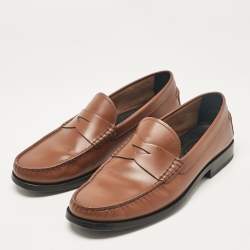 Pre Owned Tod's Brown Leather Gommino Loafers Size 42