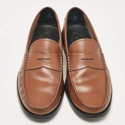Pre Owned Tod's Brown Leather Gommino Loafers Size 42