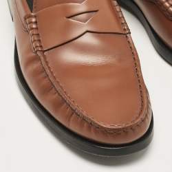 Pre Owned Tod's Brown Leather Gommino Loafers Size 42