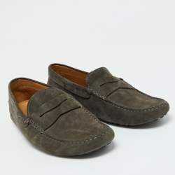 Tod's Olive Green Nubuck Leather Gommino Loafers 41.5