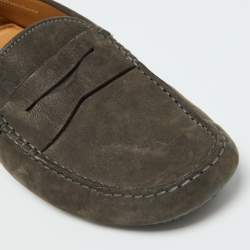 Tod's Olive Green Nubuck Leather Gommino Loafers 41.5