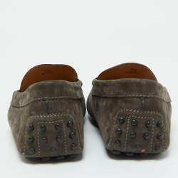 Tod's Olive Green Nubuck Leather Gommino Loafers 41.5