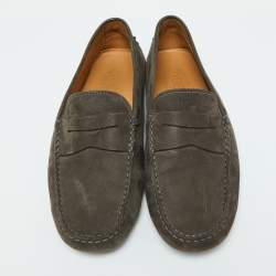 Tod's Olive Green Nubuck Leather Gommino Loafers 41.5